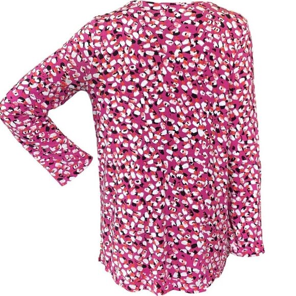 Ann Taylor Roll Tab Sleeve V-Neck Pink Tunic Top Sz M 19558 - Picture 6 of 11